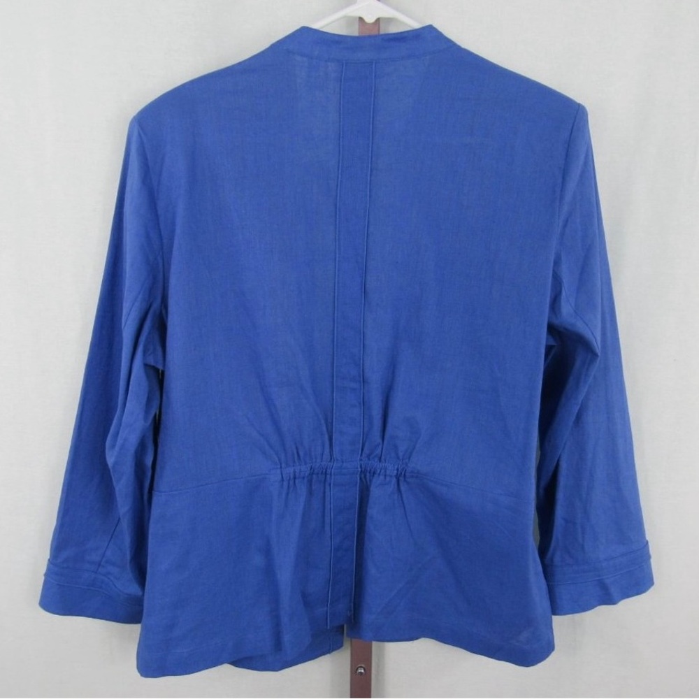Chicos Linen Blazer Jacket Cotton Casual Open Contemporary Lagenlook Ruched NEW - Picture 3 of 12